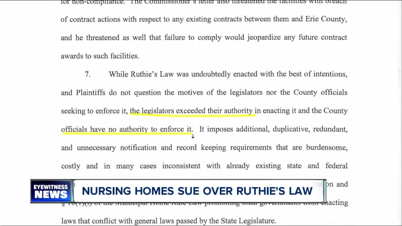 Nursing homes sue Erie County Executive over Ruthie's Law