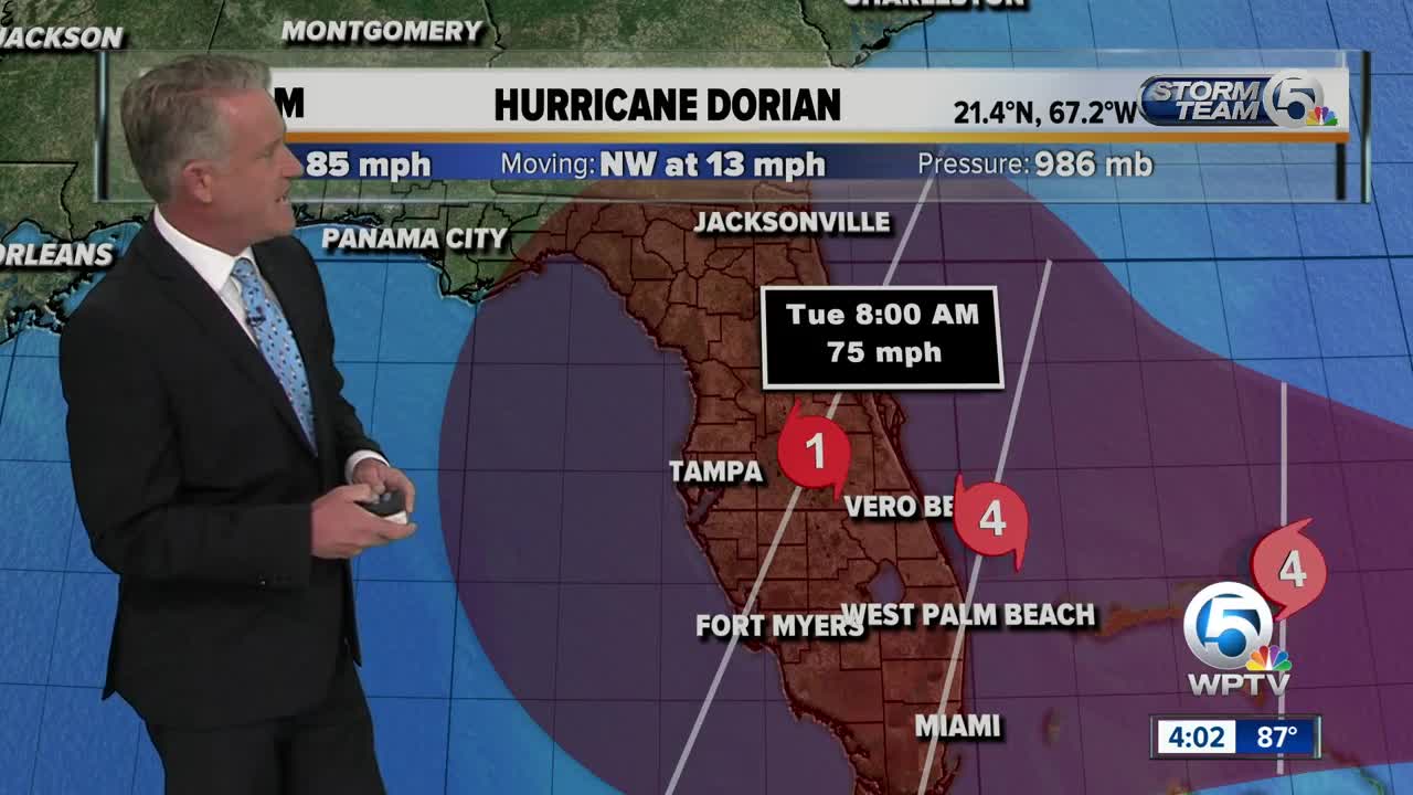 LATEST: Hurricane Dorian forecast to become Category 4, expected to make landfall Monday morning