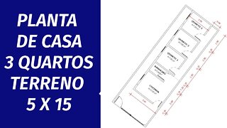 Plantas de casas com 3 quartos terreno 5 x 15