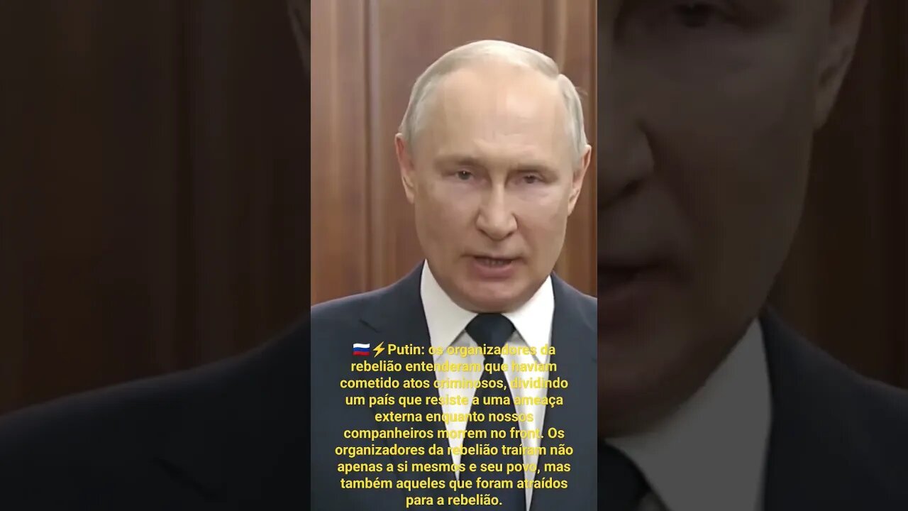 🇷🇺⚡️Putin: os organizadores da rebelião entenderam que haviam cometido atos criminosos... #russia