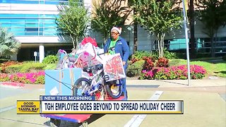 Tampa General Hospital kitchen worker plays Santa Claus for hundreds of foster kids