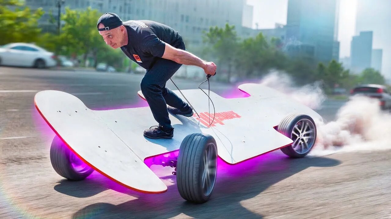 We make an enormous motorized skateboard out of Lada parts