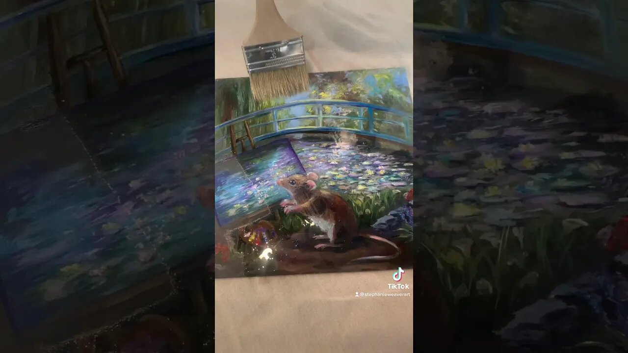 Watch Monet mouse come to life ❤️ #art #painting #satisfying #varnish #varnishing