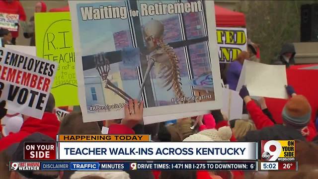 Northern Kentucky school employees protesting state budget cuts Friday with walk-ins