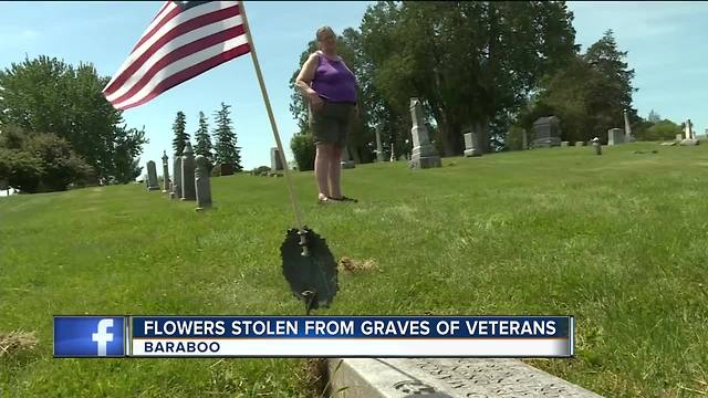 Flowers stolen from Wisconsin veterans' graves over Memorial Day weekend