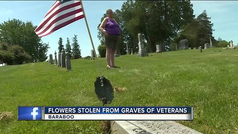 Flowers stolen from Wisconsin veterans' graves over Memorial Day weekend