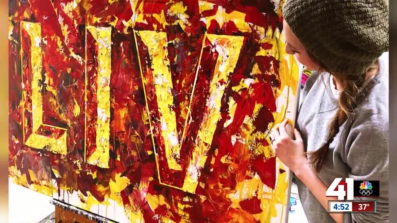 Kansas City-area artist creates painting with Super Bowl confetti