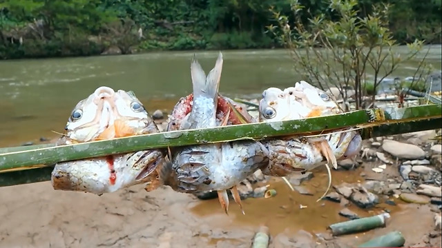 Bake fish with bamboo tube