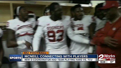 Sooners new Defensive Coordinator Ruffin McNeill connecting with players