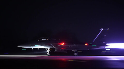 Night Operations at RAF Lakenheath: Takeoffs and Landings B-Roll