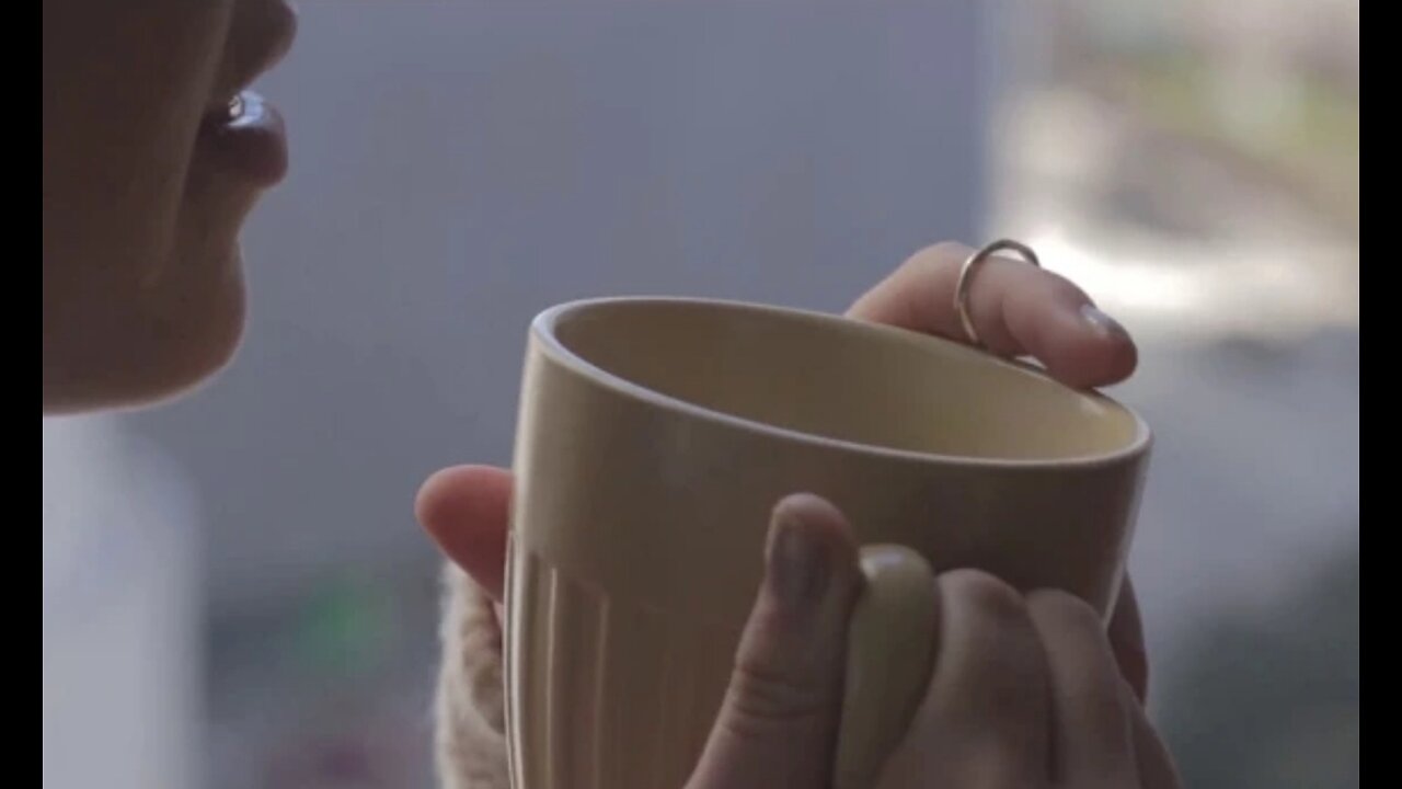 Woman drinking coffee and chat