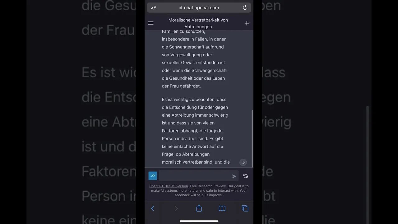 ChatGPT - Logik des Abtreibungsrechts?