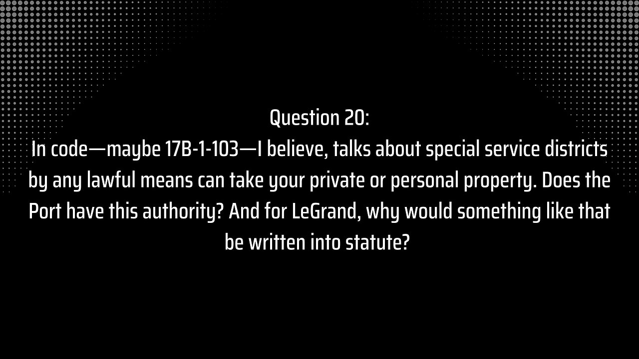 Special Districts: Question 20 - Does the Port, or Special Districts Have This Authority?