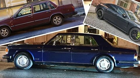 Volvo 760 GLE, Bentley Eight and Porsche 991 Turbo S an October evening in Stockholm Sweden [4k 60p]