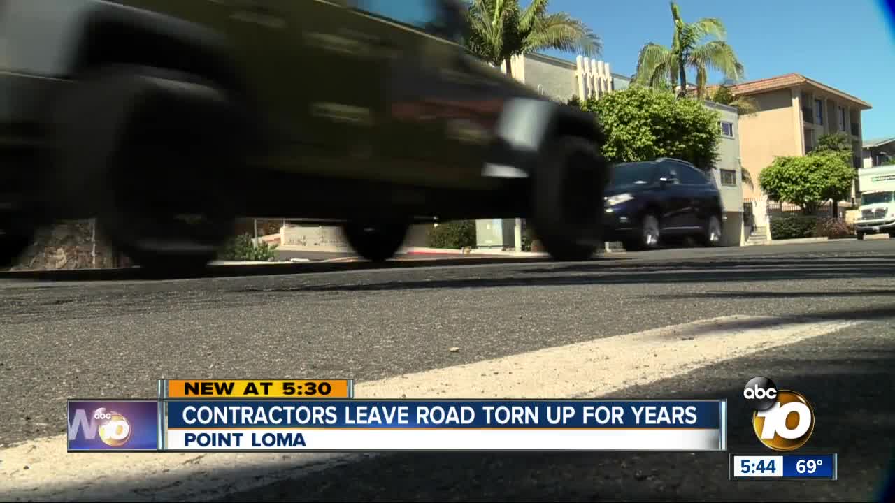 Contractors leave Point Loma road torn up for years
