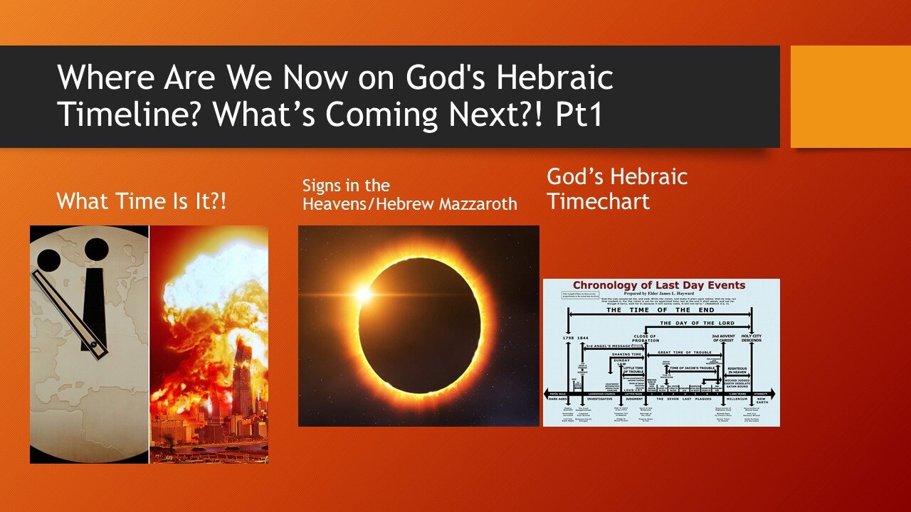 Where Are We On YAH's Hebraic Timeline? What's Coming Next?- Pt1