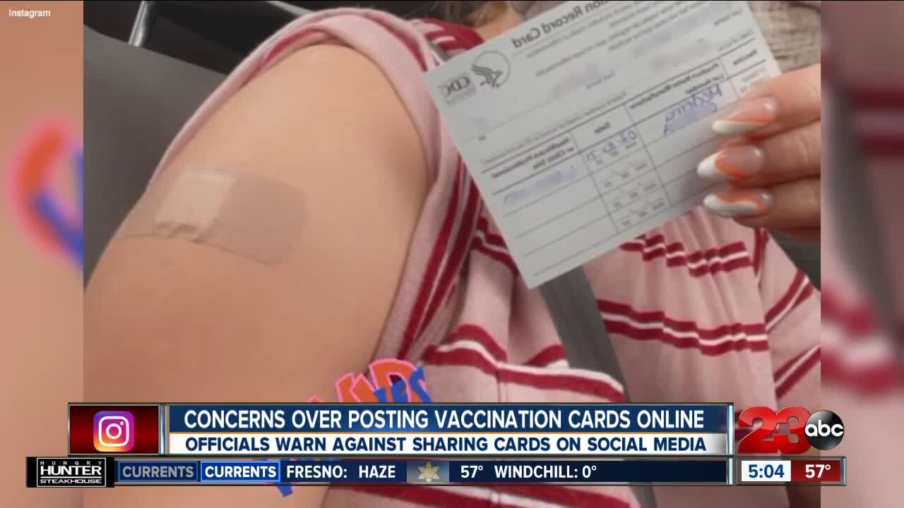 Kern County Public Health Department warns against posting vaccination cards online