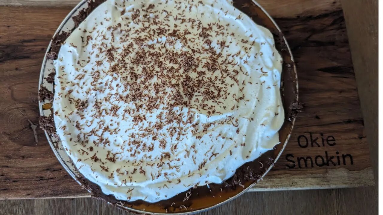 Smoked Chocolate Caramel Cream Pie