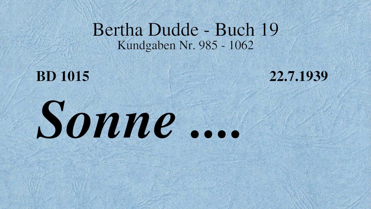 BD 1015 - SONNE ....