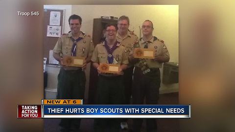 Thieves steal supplies from special needs Boy Scouts outside church