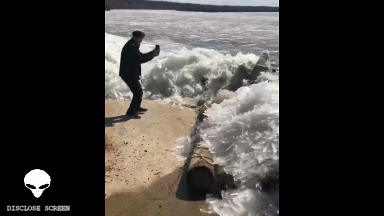 Amazing nature, The tide comes in and the ocean is frozen solid..