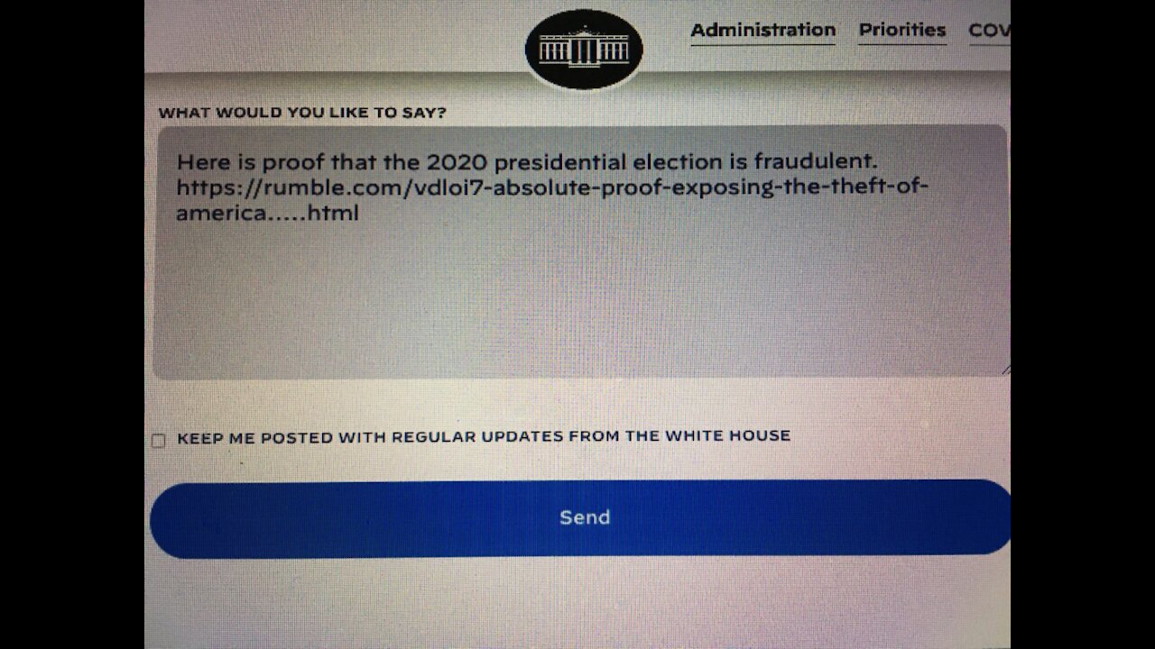 Proof Sent To White House 2020 Election Fraud!