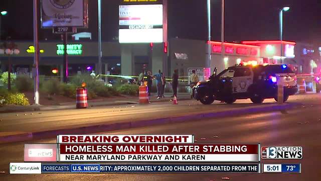 OVERNIGHT: Homeless man stabbed, killed on Maryland Parkway