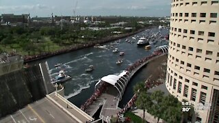 a birds eye view of the parade from a hotel