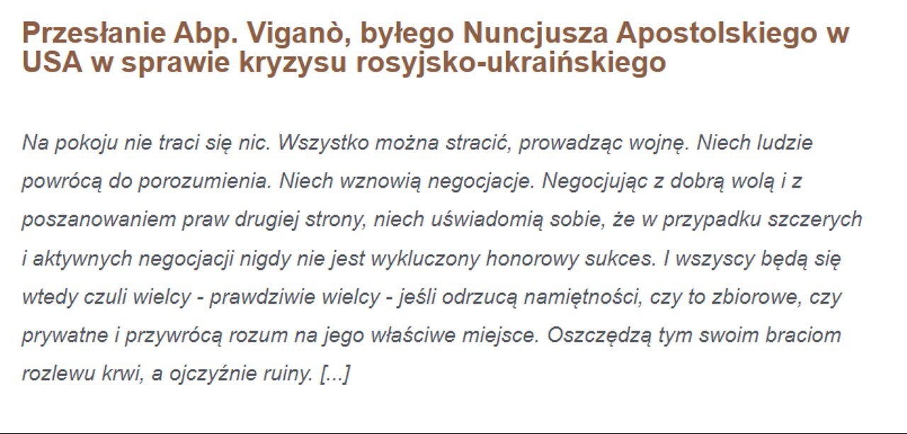 Skrót - słowo o tym co pisze apb Vigano. Odsyłam do jego listu