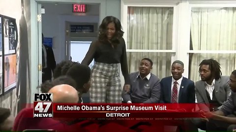 Michelle Obama makes visit to Motown Museum, surprises group of young men