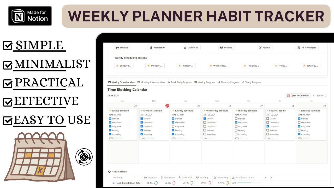 Notion Habit Tracker | Notion Weekly Planner