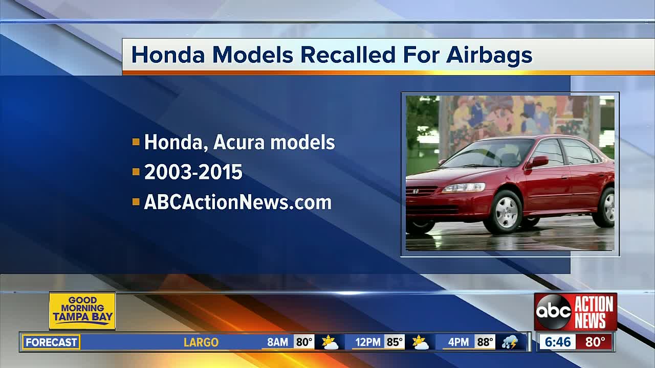 Honda recalls 1.6 million vehicles over Takata airbags