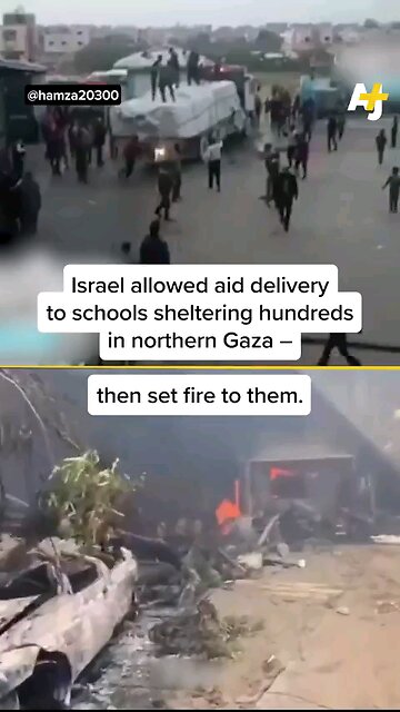 Israelis granted aid entry to northern Gaza for media coverage then set fire to it.⏬⏬Read descriptio
