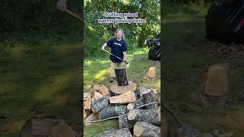 Wood splitting Grandma 🤣🔥learning to split wood #lumberjill