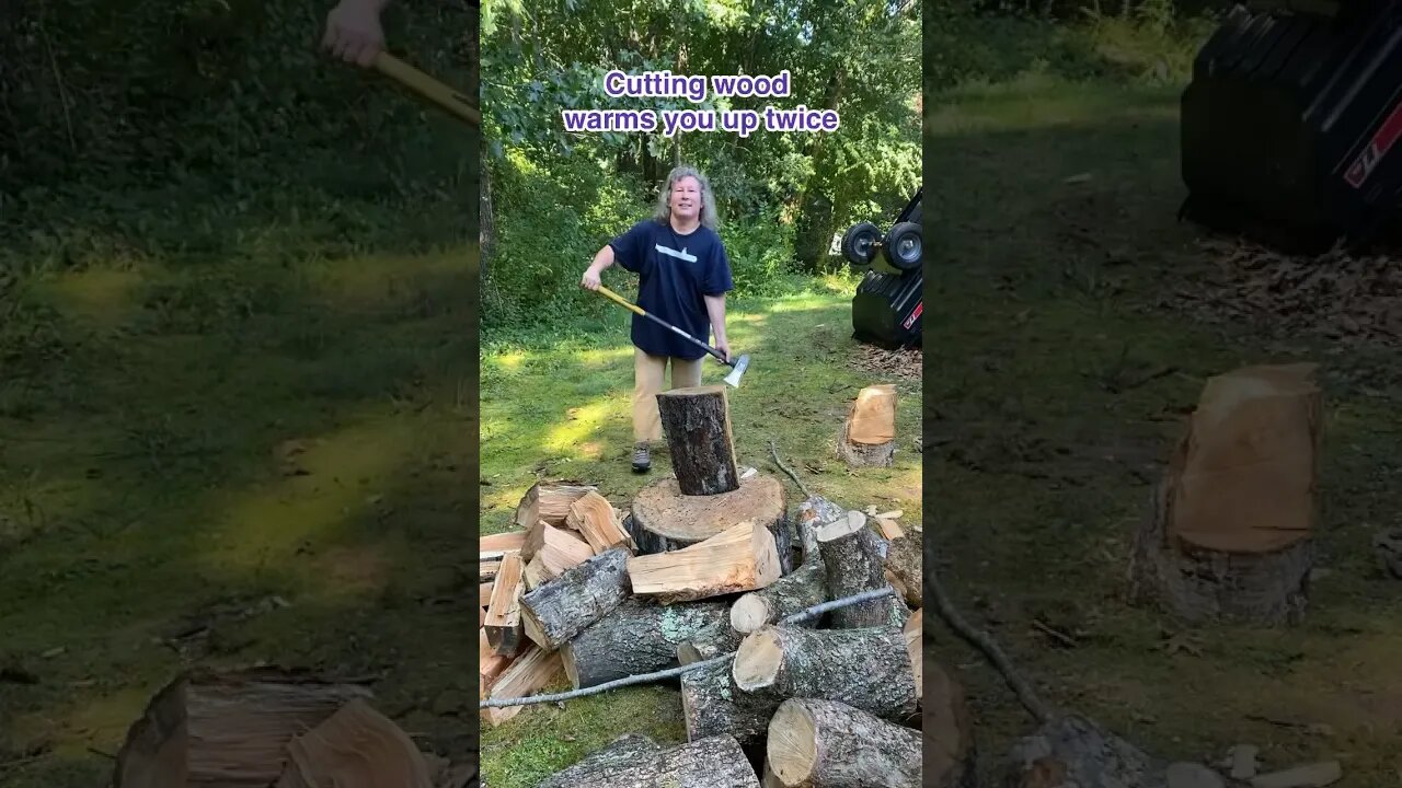 Wood splitting Grandma 🤣🔥learning to split wood #lumberjill