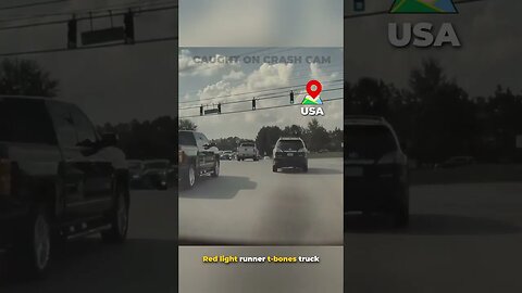 Red light runner t-bones truck!