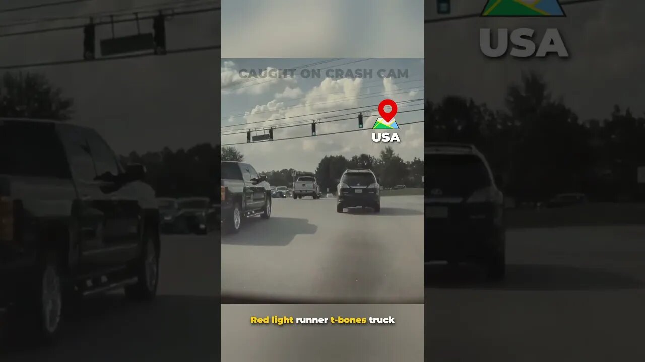 Red light runner t-bones truck!