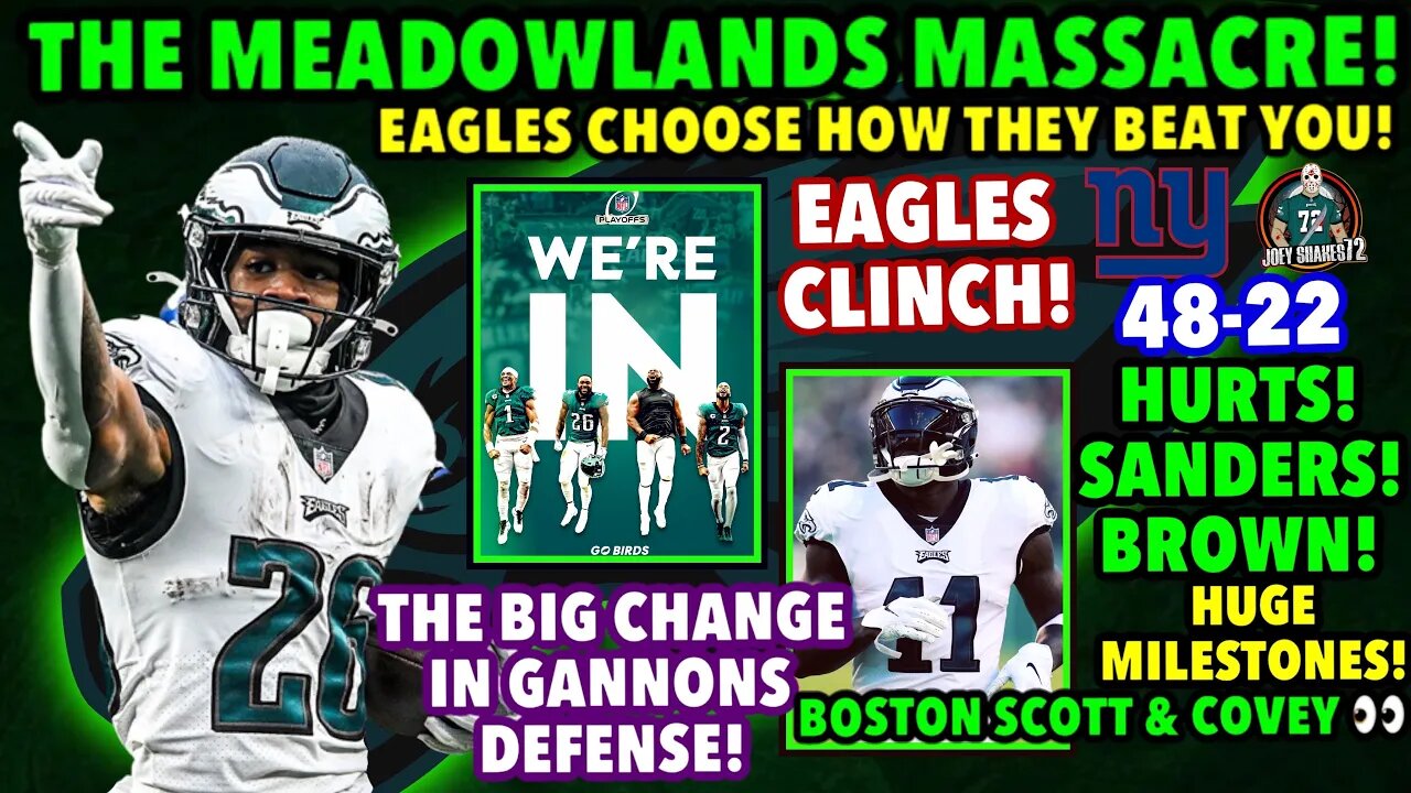 MASSACRE AT THE MEADOWLANDS! 48-22! Eagles Beat Giants And Make HISTORY! Injuries! Official CLINCHED