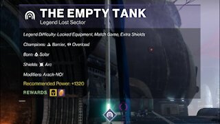 Destiny 2 Legend Lost Sector: The Empty Tank on the Tangled Shore 12-26-21