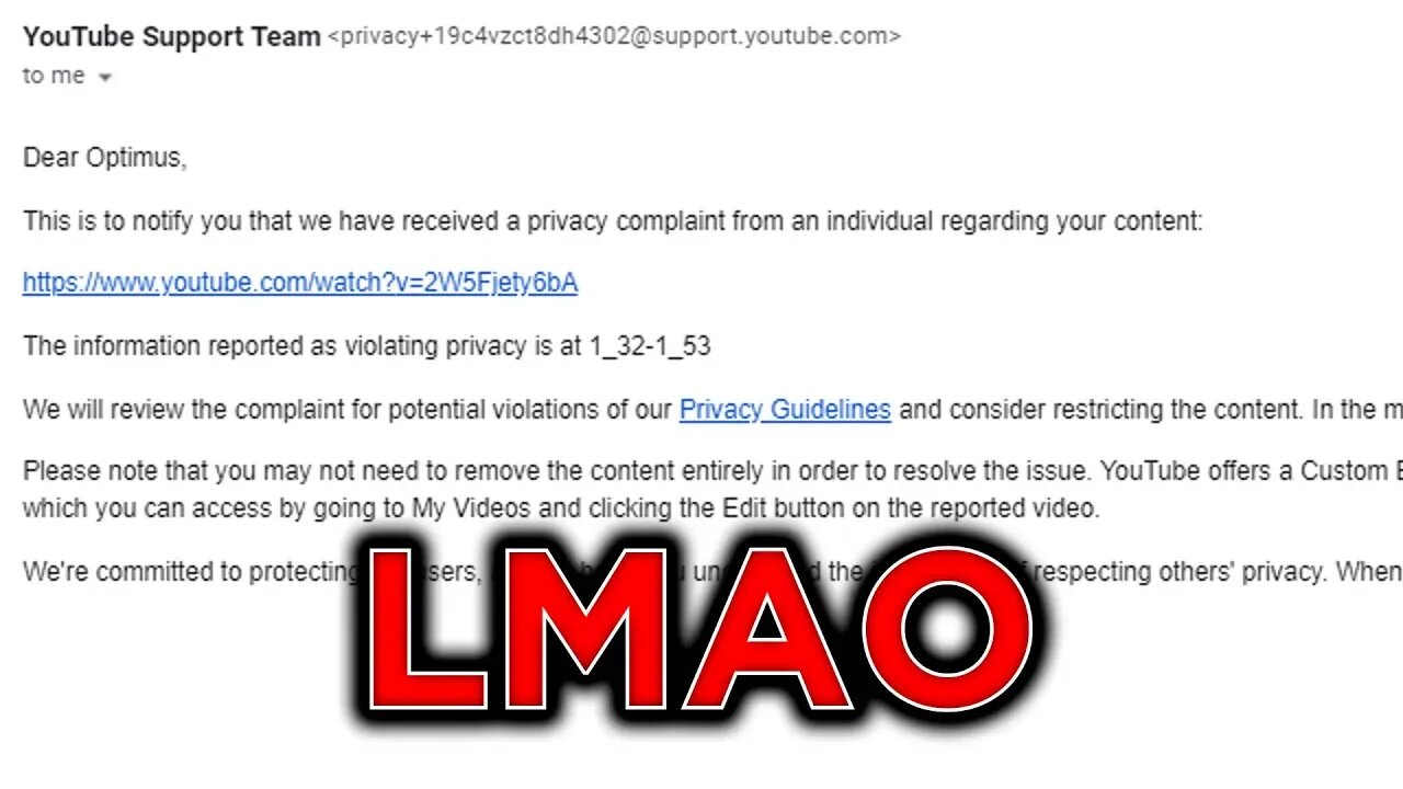 She Reported My Video For 'Privacy' LMAO