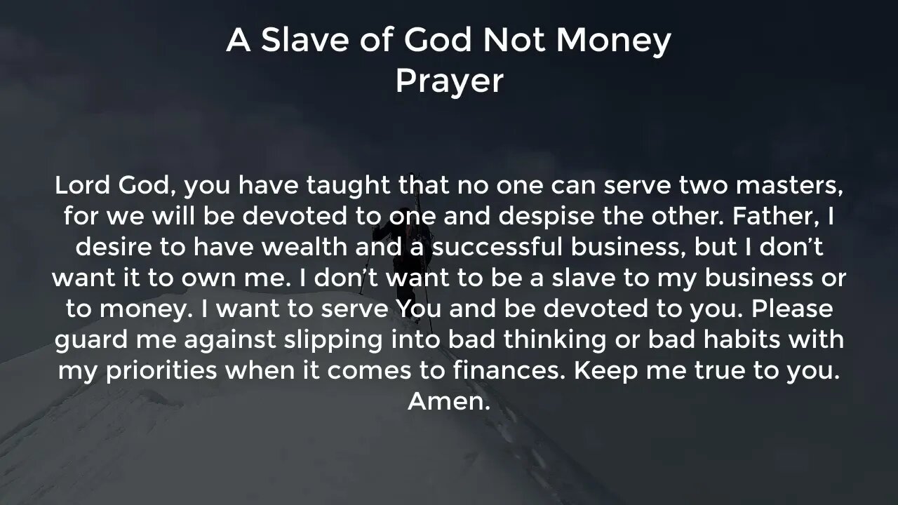 A Slave of God Not Money Prayer (Prayer for Success and Prosperity in Business)