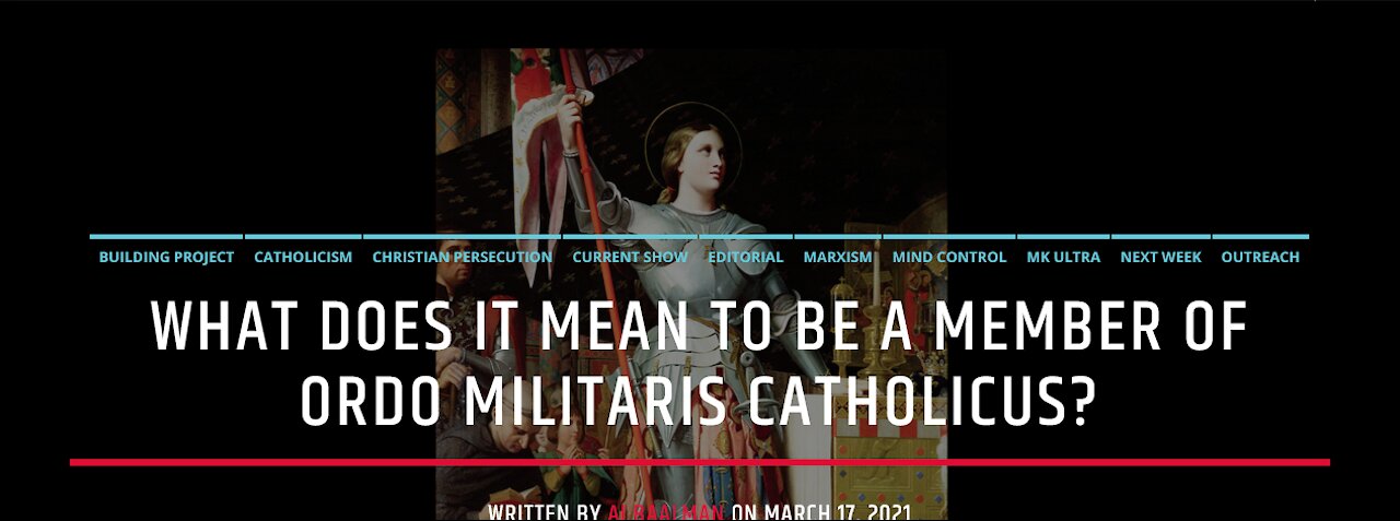 What Does It Mean To Be A Member Of Ordo Militaris Catholicus?