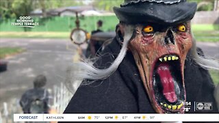 'Temple Scare-Us Dead & Breakfast' front-yard display is over-the-top tribute to late Halloween fan