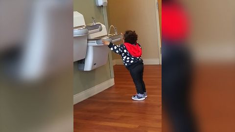 Short Kid's Water Fountain Struggles