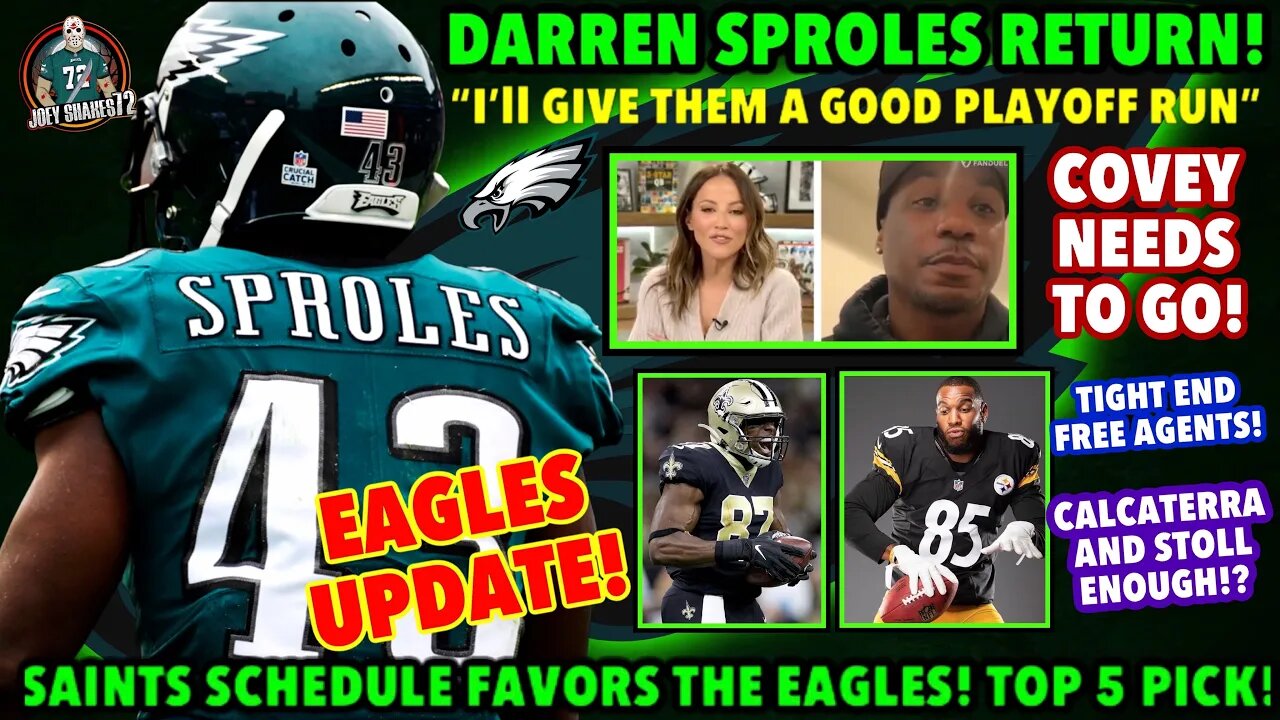 DARREN SPROLES RETURN! Jared Cook & Eric Ebron Rumors?! Saints Scedule Favors Eagles! Eagles Update!