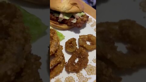 The BEST Chicken Burger and Onion Rings #CookingWithChristal