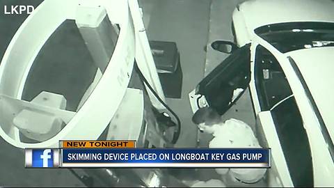 Skimming device placed on Longboat Key gas pump