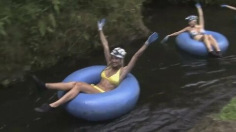 Girls going tubing in Hawaii