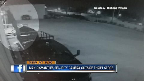Man captured on video stealing security camera, rummaging through hospice donations