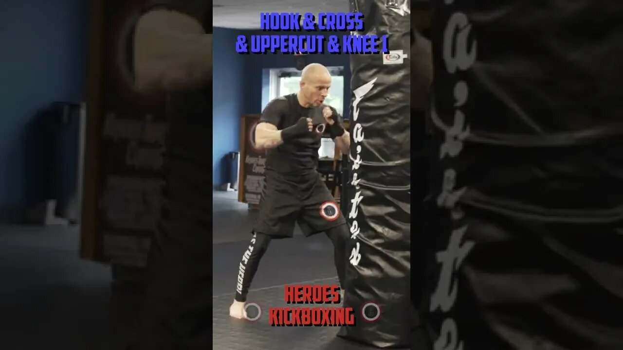 Heroes Training Center | Kickboxing "How To Double Up" Hook & Cross & Uppercut & Knee 1 BH | #Shorts